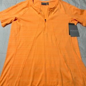 Athleta Bright Orange Short-Sleeve Zip Polo